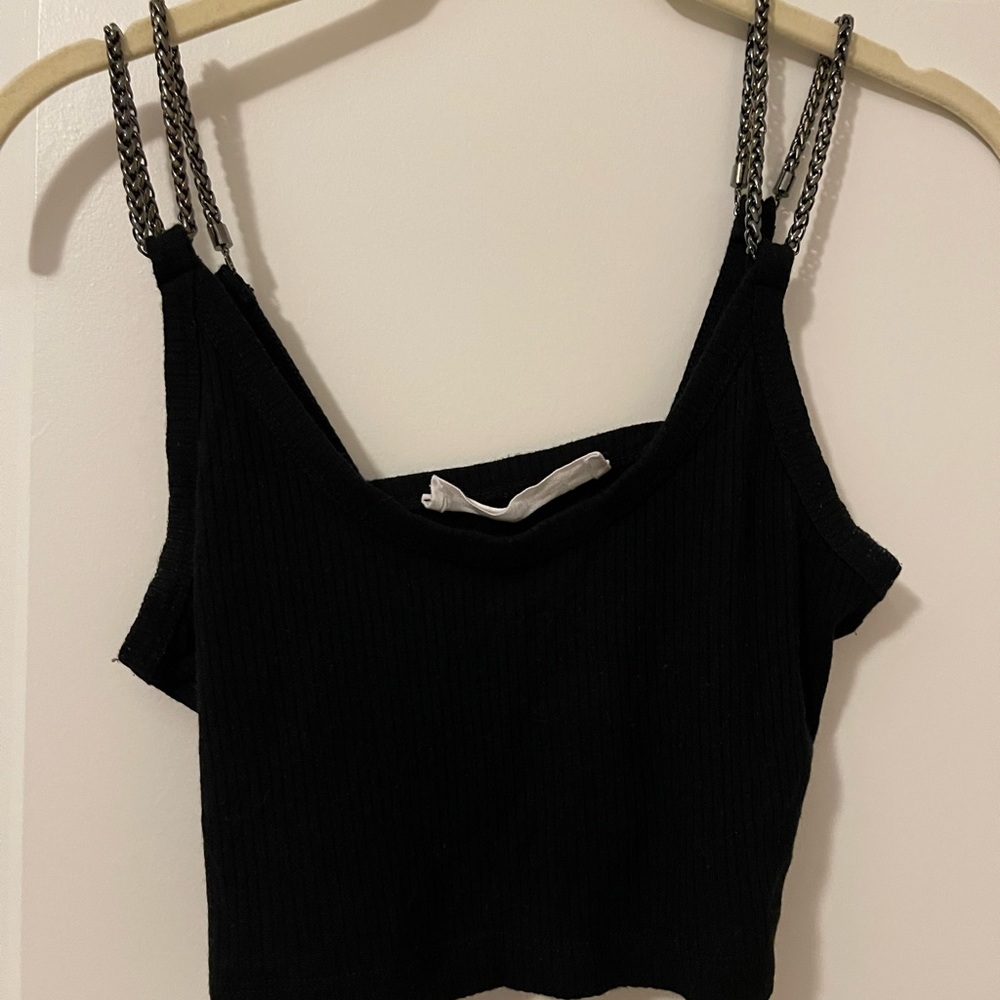 LF Stores Chain Strap Crop Top Size S Black